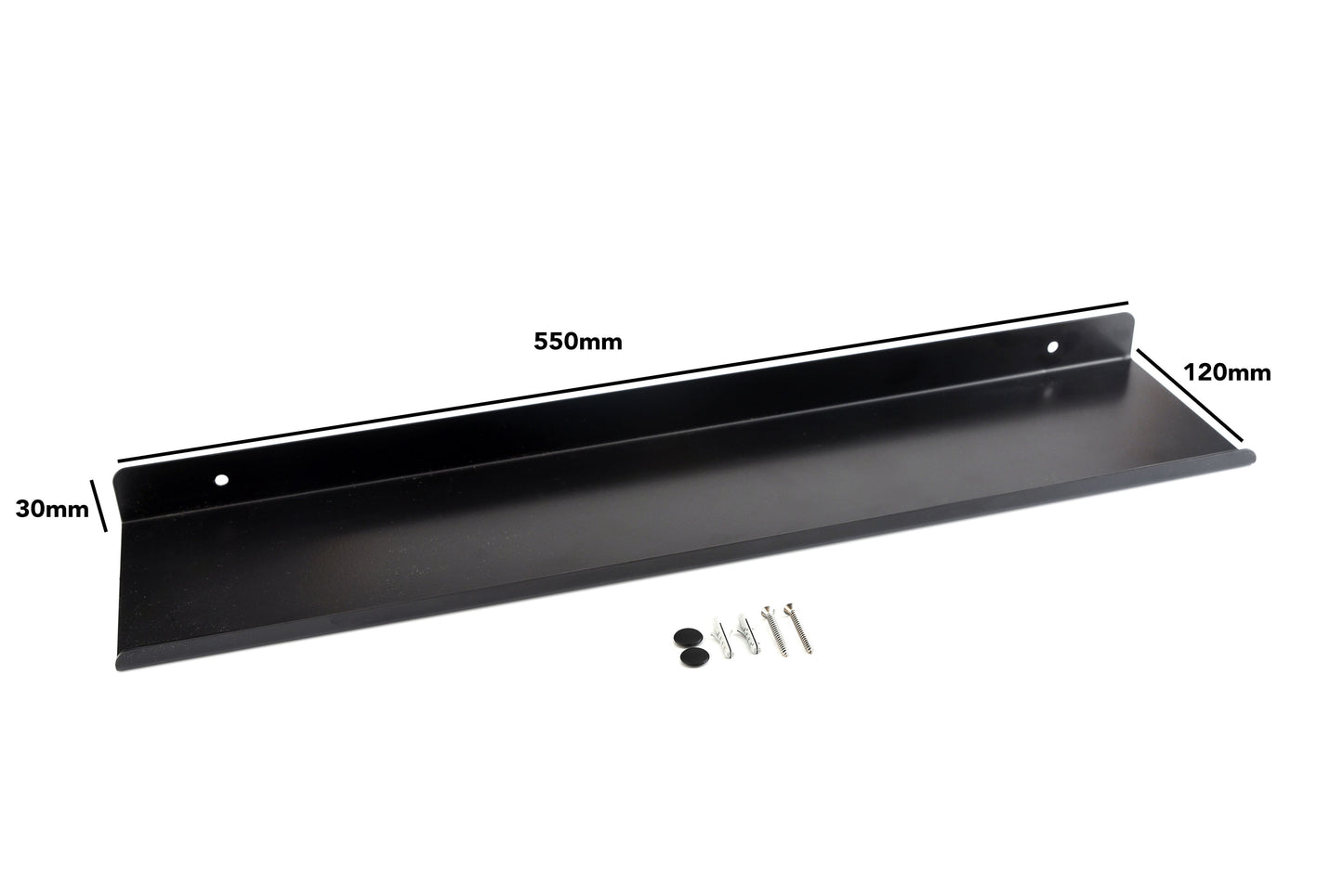 Ubbe Black Sheet Metal Lip Shelf - 550mm UB-LP550